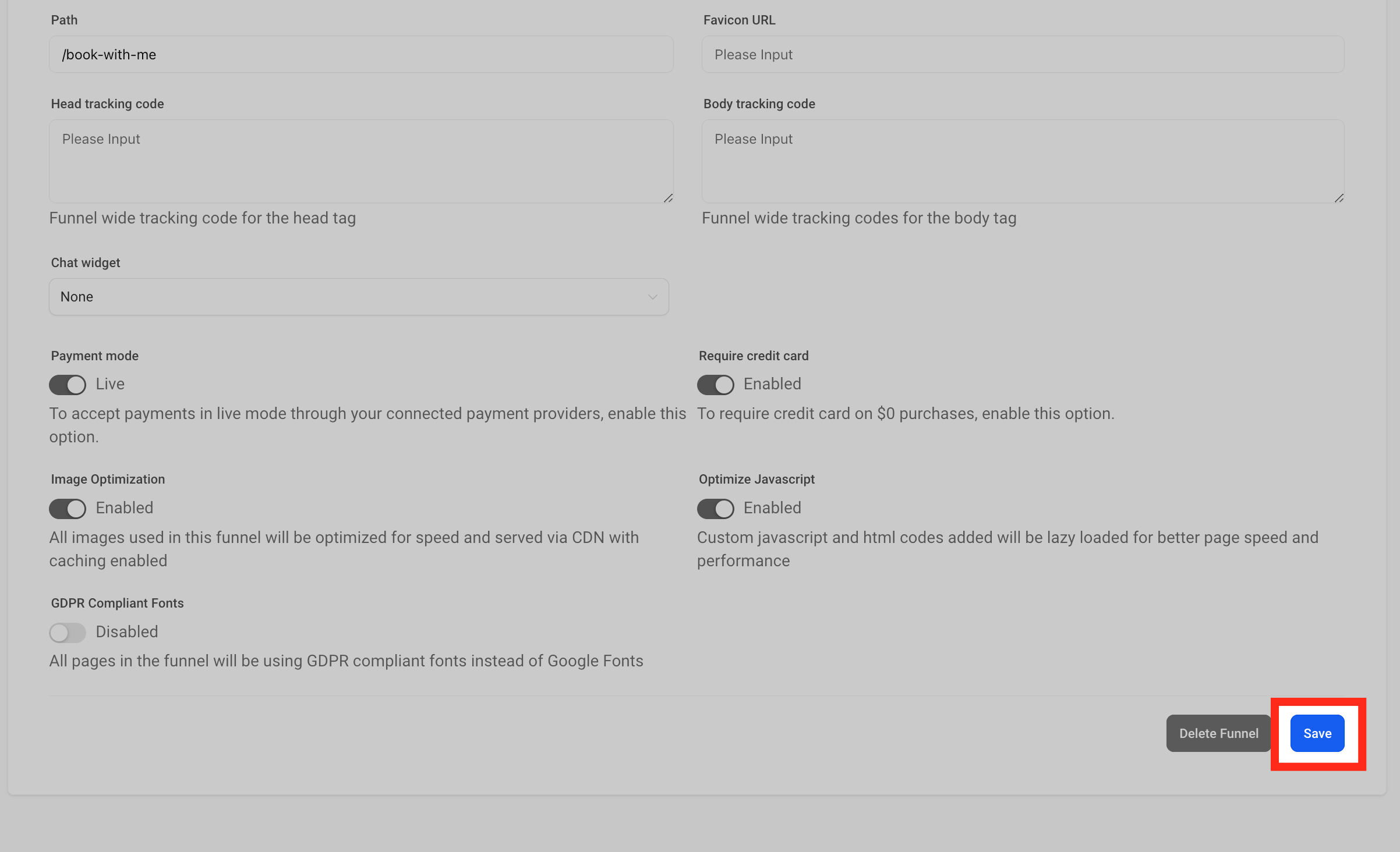 Save tracking code
