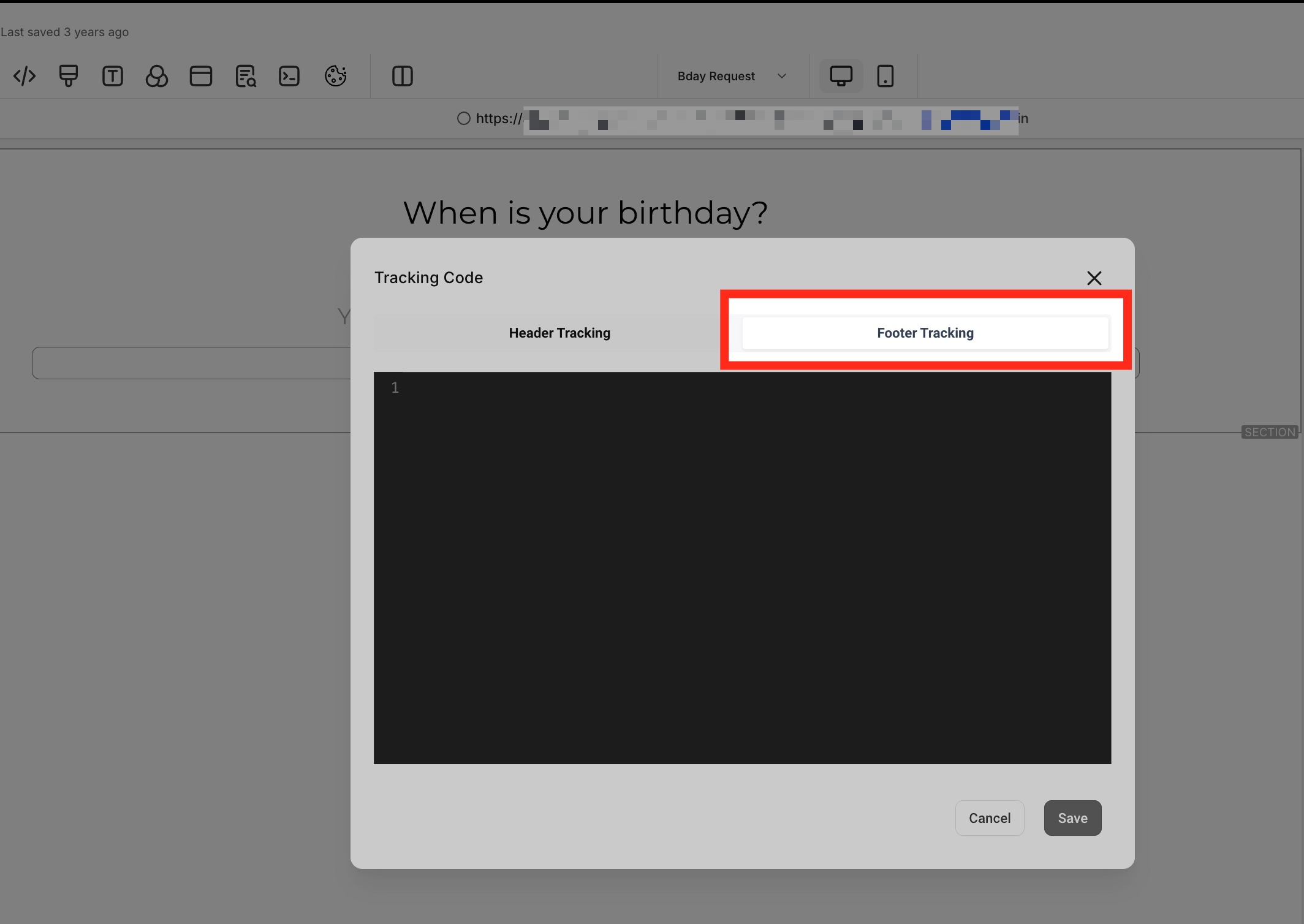 Footer Tracking option