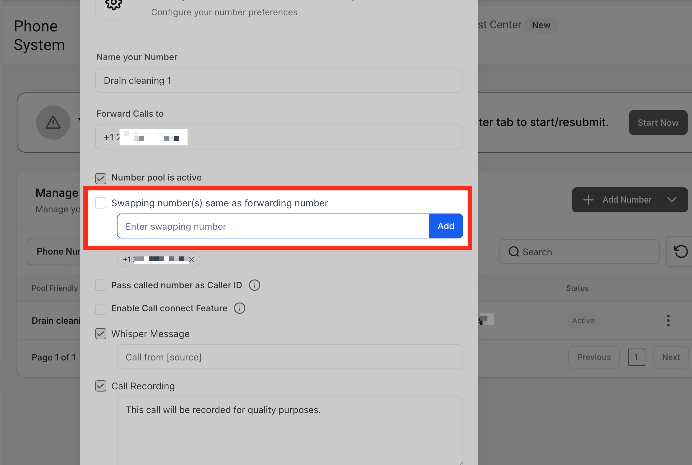 Uncheck same-as-forwarding option